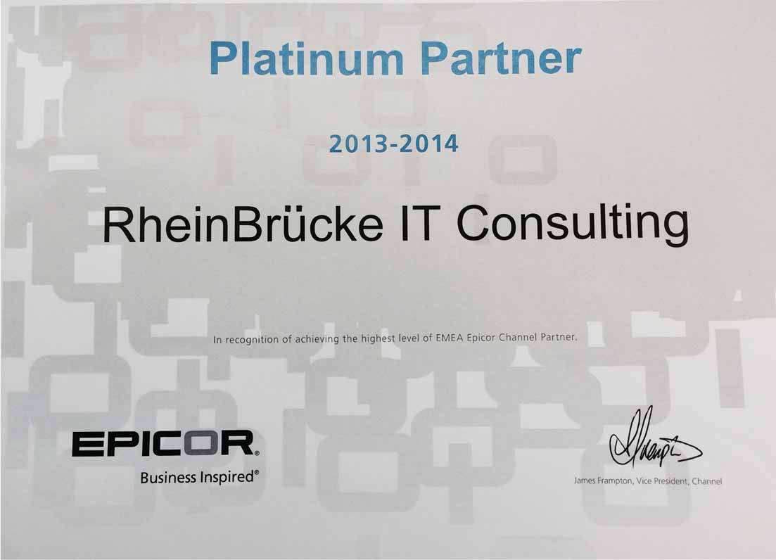 RheinBrücke honored as Epicor Platinum Partner